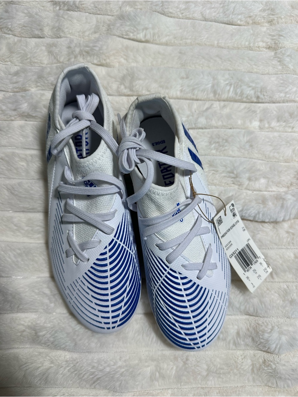 Adidas Predator Edge.3 FG Youth Soccer Cleats White Blue Size 3 NWT